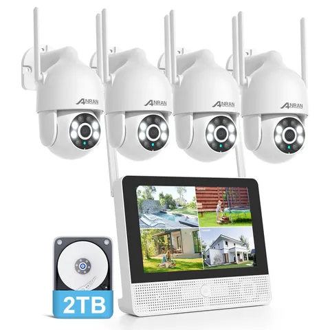 ANRAN 5MP Wireless Security Camera System Outdoor 2Way Audio 8CH 12''Monitor 2TB