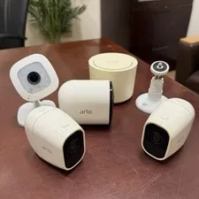 4 Arlo Security Cameras And Base Station: Ethernet And Power Cables Included