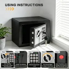 Electronic Security Safe Fireproof Money Bag Adjustable Shelf