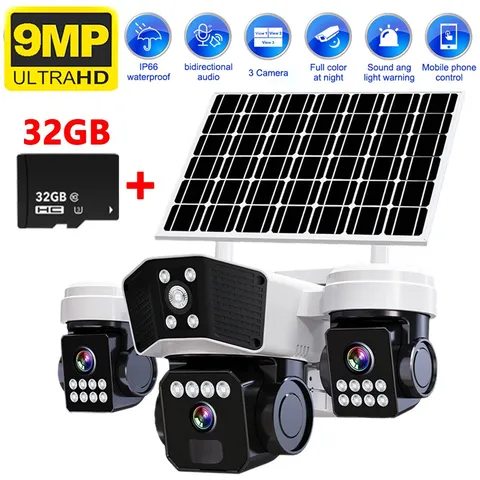 Camara De Seguridad Solar WIFI Exterior HD Inalambrica Con Vision Nocturna Video