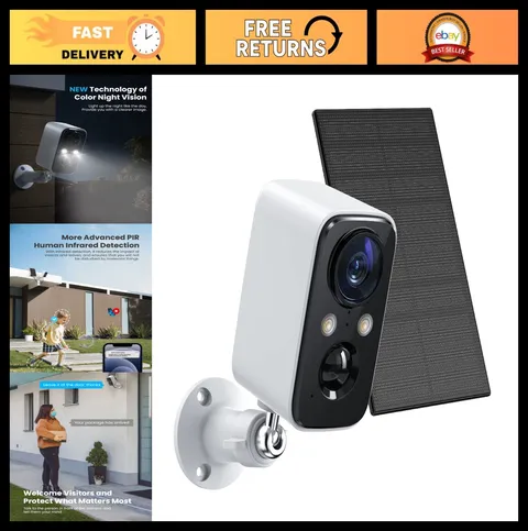Wireless Solar Panel Security Camera - Battery-Powered WiFi Surveillance System,