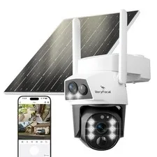 Solar Dual Lens Wireless Security Camera - 6MP QHD 360° PTZ, AI Tracking, 104...