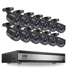 ZOSI 16CH H.265+ DVR 5mp lite Home Outdoor Surveillance Security Camera System
