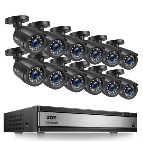 ZOSI 16CH H.265+ DVR 5mp lite Home Outdoor Surveillance Security Camera System