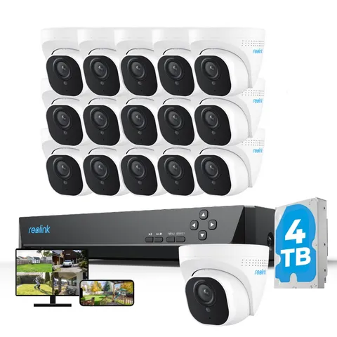 Reolink 5MP 16CH 4TB HDD NVR Outdoor PoE CCTV Security Camera System RLC-520A