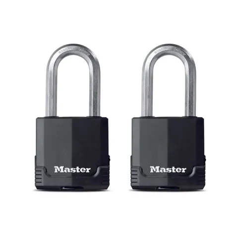 Master Lock Padlock 2 1/8In Laminated Steel Dual Armor Keyed 2Pk