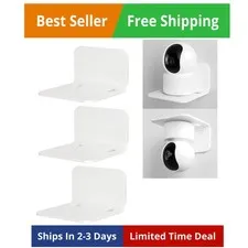 White Floating Wall Shelves Set of 3 for Security Cameras, Baby Monitors, Spe...