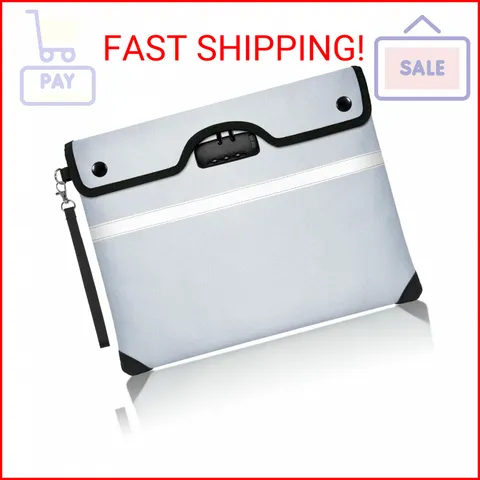 Jsngbse 6200°F Fireproof Document Bag with Lock, 15x 11.8 Inch Fire Proof Bag fo