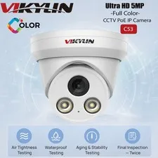 Vikylin 5MP Full Color Night Vision PoE IP Camera Outdoor MIC Audio Metal Wired