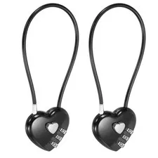 Combination Padlock (7.9 Inch, Black)(2 Pcs), 3-Digit Heart Shaped Combo Padlock