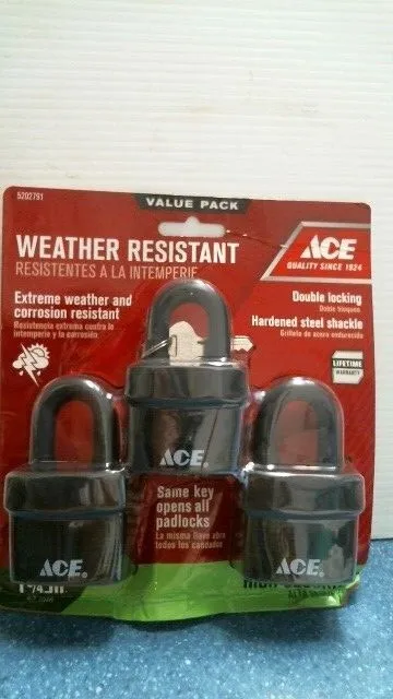 ACE Weather Resistant Double Locking Padlock Keyed Alike Value3 Pack (5202791)FS
