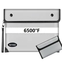 Upgraded 6500° Fireproof Document Bag for Cash,13.9"×10.7"& 8"×5"Small Fire P...