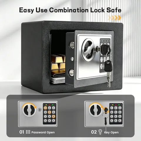 Fireproof Digital Home Safe with Fireproof Money Bag & Sensor Light