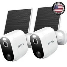 2Pack Solar Security Cameras System Wireless Outdoor Battery Powered WiFi Camera