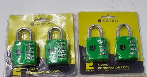 2 Packs of 2 Desired Tools 4 Dial Combination Multi-Purpose Heavy Duty Lock