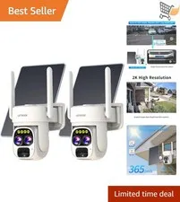 Wireless Outdoor Solar Security Camera 2K HD PTZ Night Vision WiFi