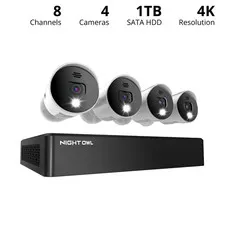 Night Owl WM-BTD881-4LSA 8 CHANNEL 4K DVR WITH 1TB HDD 4 CAMERAS SECURITY SYSTEM