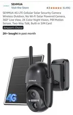 SEHMUA 4G LTE Cellular Solar/Battery Pan Tilt Camera 360 Color Night Vision