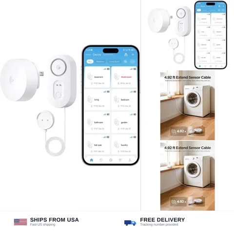 GoveeLife Upgraded Smart Water Leak Detector 1s with 4.92 ft Sensor Cable, Wi...