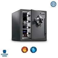 Fireproof Waterproof Safe Box 1.23 Cubic Feet Dial Combination Lock Gray Home
