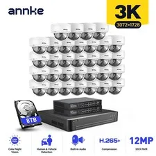 ANNKE 32CH 12MP NVR 3K Audio Dome POE Security IP Camera System Color Night IP67