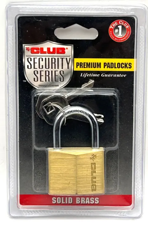 The Club UTL816 Solid Brass Padlock 40mm Keyed Lock NOS Factory Sealed Taiwan