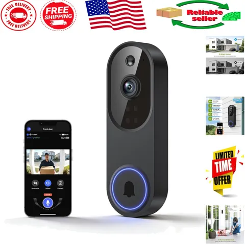 Security Enhanced: 1080P Wireless Doorbell Camera with Two-Way Audio & Alerts