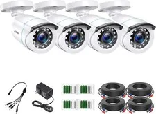 ZOSI 4PCS Surveillance 1080P Home TVI Security Cameras CCTV Outdoor Night Vision