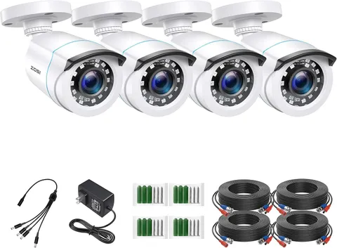ZOSI 4PCS Surveillance 1080P Home TVI Security Cameras CCTV Outdoor Night Vision