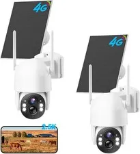 (2-Pack) 4G LTE Cellular Outdoor Security Cameras, 2.5K Video Color Night Vision