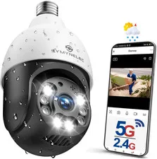 5Ghz/2.4Ghz Light Bulb Security Camera Outdoor Waterproof 2.5K, Dual-Band Wifi L