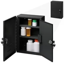 2-Door Narcotics Cabinet - Double Door & Dual Key Lock Steel Cabinet for Safe...