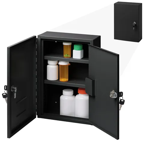2-Door Narcotics Cabinet - Double Door & Dual Key Lock Steel Cabinet for Safe...