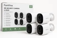 FamViva S5A 2K Wireless Wi-Fi 4-Pack Indoor/Outdoor Cams Night Vision