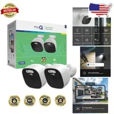 myQ 2K Outdoor Wireless Battery Cameras 2-Pack Color Night Vision Spotlight