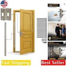 Door Armor MINI 3pc Steel Security Kit - Satin Nickel - Anti Kick-in Protection