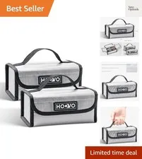 Lipo Bag Fireproof Lithium Battery Storage Safe Bags, 2 Pack