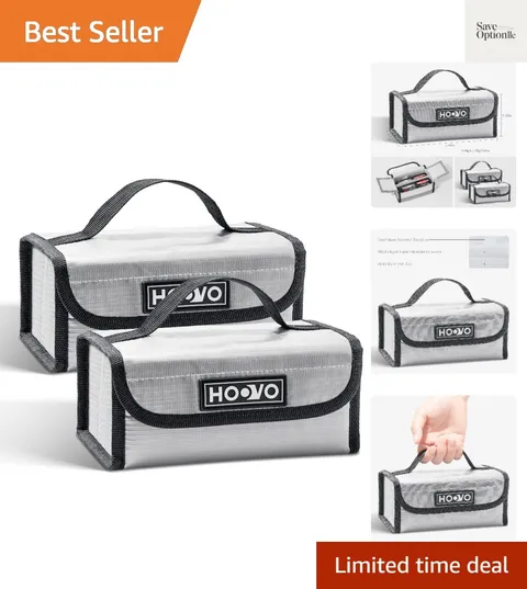 Lipo Bag Fireproof Lithium Battery Storage Safe Bags, 2 Pack