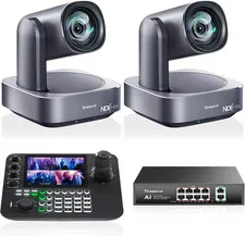 4K PTZ Camera and Conroller Bundle/Kit - 2-Pack 12X Optical Zoom NDI AI Tracking