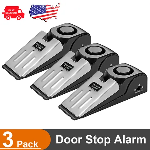 3PCS Wireless Door Stop Alarm Sensor Family Travel Security Alert Portable Home