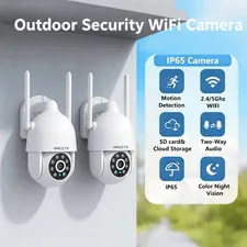 2pcs Outdoor Security Camera 5G&2.4GHz WIFI 1296p Two-Way Audio IP65