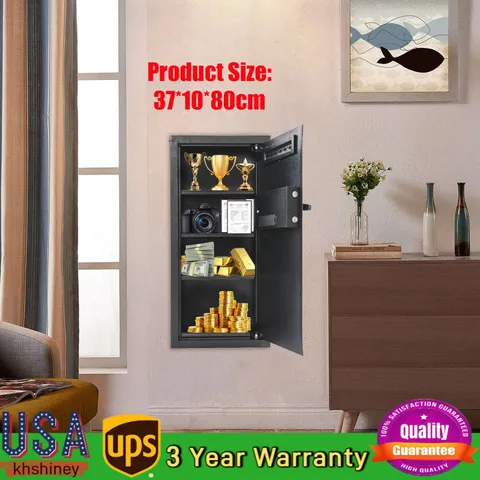 14.57*3.94*31.5 In Black Wall-mounted Safe With Keys Modern Hidden Wall safe