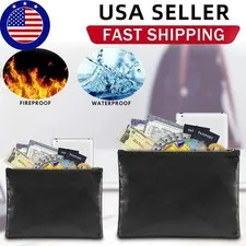 2000℉ Fire Proof money Bag Fireproof Document Zipper Pouch Waterproof Safe Cash