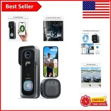 Battery-Powered Video Doorbell Camera with Smart App & AI Alerts, Waterproof