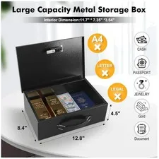 Fireproof Lock Box with Dual Combination and Key Lock