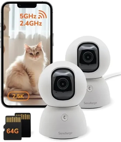 2.5K Pan-Tilt Security Camera 360° Dual-Band WiFi AI Human Pet Detection White