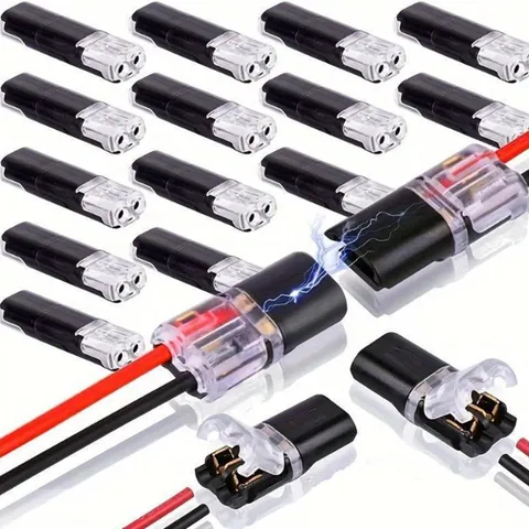 50pcs Double-Wire Plug-in Connector with Locking Buckle, Quick-Clip Black 