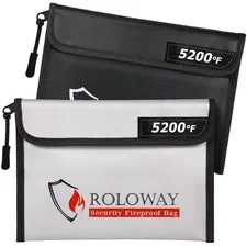 2 PCS 5200 Fireproof Money Bag 9.6x6.6 Inch Safe Zipper Pouch