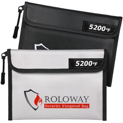 2 PCS 5200 Fireproof Money Bag 9.6x6.6 Inch Safe Zipper Pouch