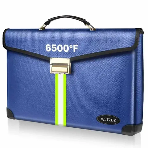 6500°F Large Capacity Upgraded Fireproof Money Bag with Lock,10 Layers of Hea...